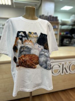 картинка Кулирная гладь Разноцветные коты ( купон 80 см ) от магазина Ютекс