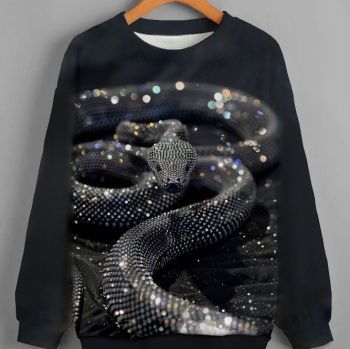 картинка Футер 2-х нитка компаньон змейка на черном от магазина Ютекс