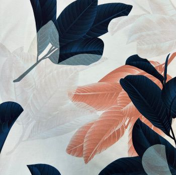 картинка Кулирная гладь персик-син листья от магазина Ютекс