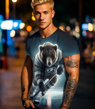 картинка Кулирная гладь Медведь хоккейст купон ( купон 85 см ) от магазина Ютекс