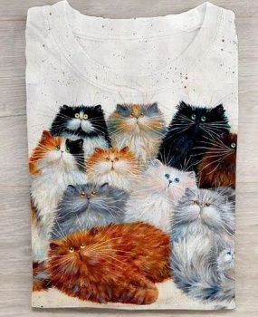 картинка Кулирная гладь Разноцветные коты ( купон 80 см ) от магазина Ютекс