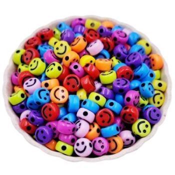 картинка Бусины смайлики круглые цв.матовый-разноцветный 4х7мм уп.50/500гр от магазина Ютекс