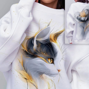 картинка Кулирная гладь Кошка на белом ( купон 80 см ) от магазина Ютекс